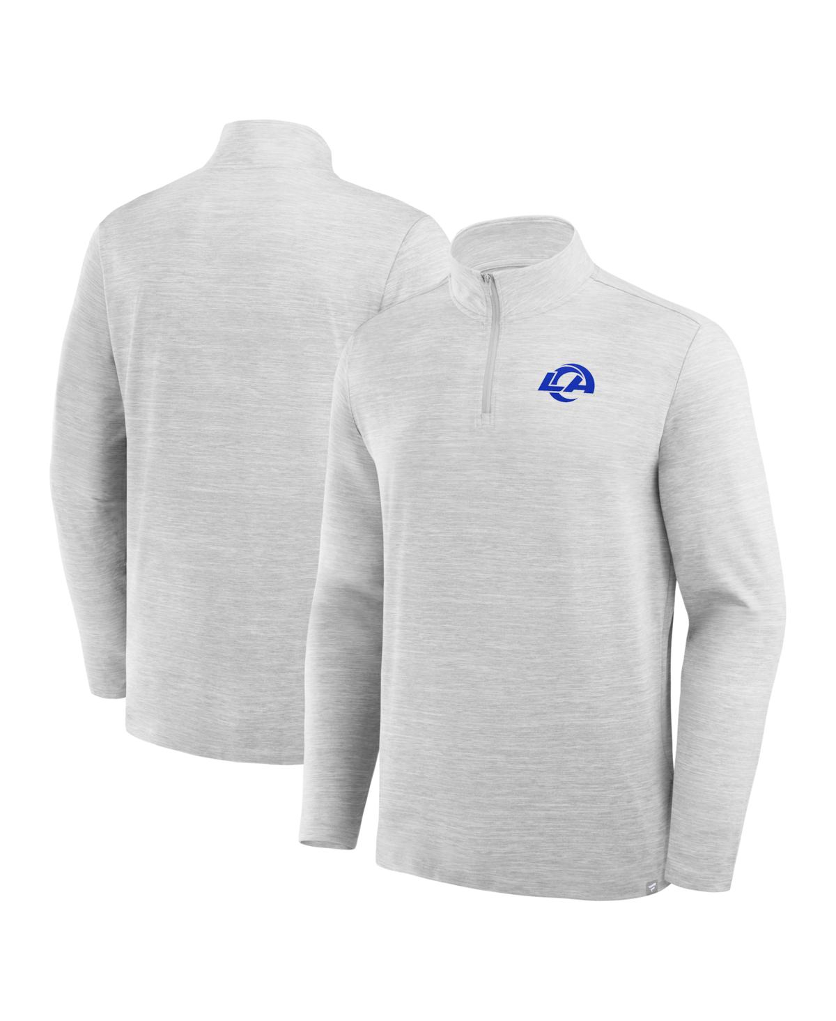 Fanatics Men's Heather Gray Los Angeles Rams Clutch Quarter-Zip Pullover