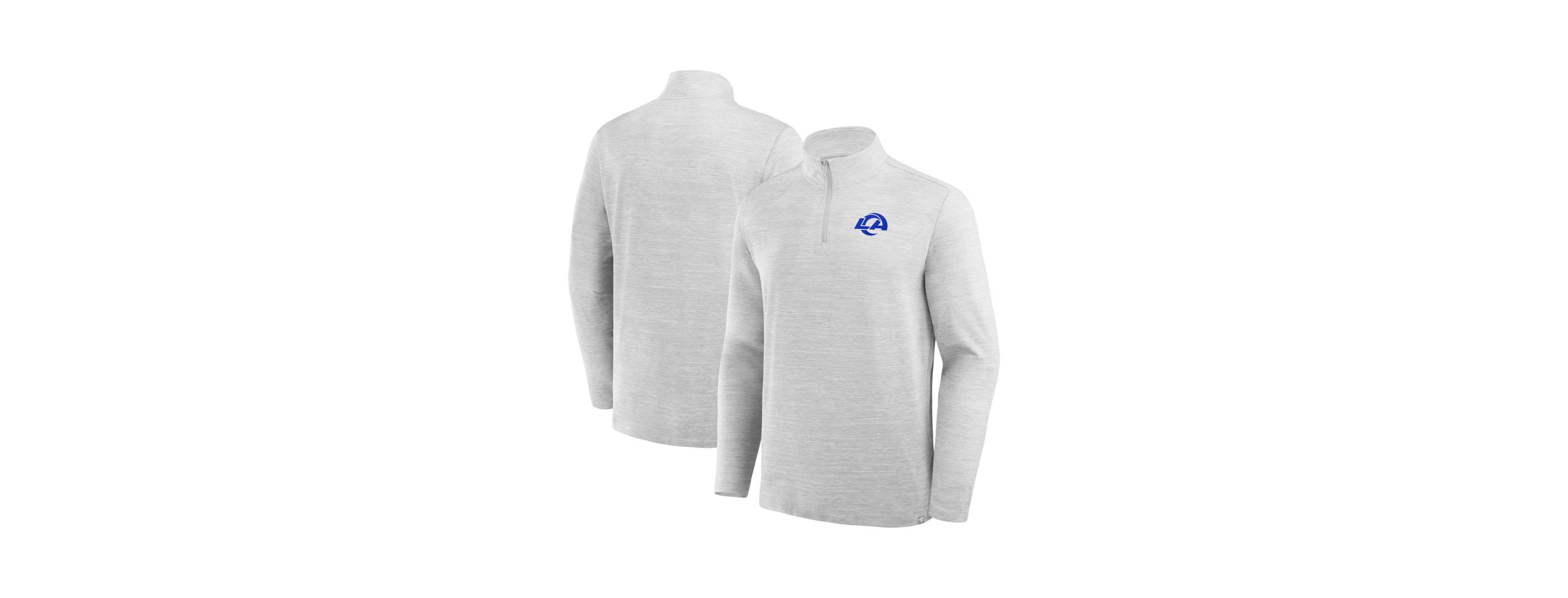 Fanatics Men's Heather Gray Los Angeles Rams Clutch Quarter-Zip Pullover