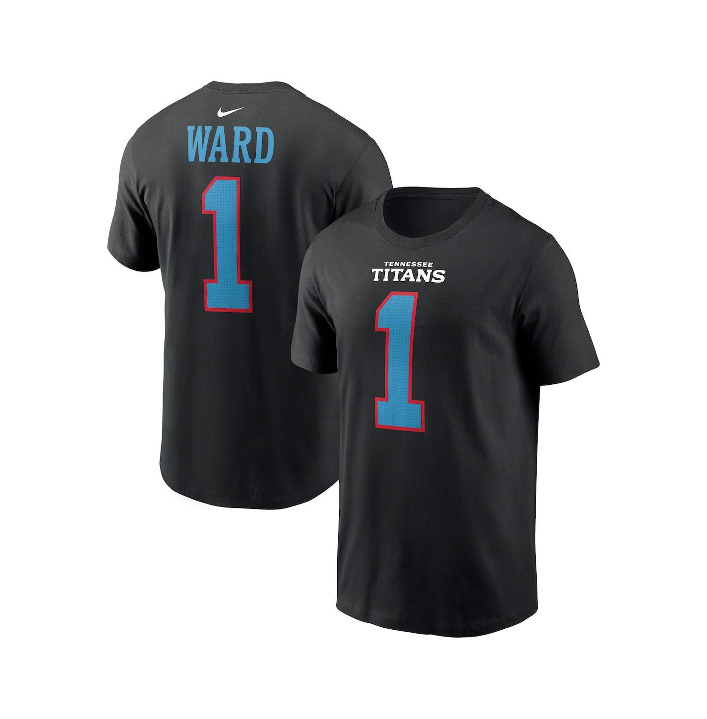 Мужская футболка Nike Cam Ward Black Tennessee Titans Carbon Name & Number — фото 1