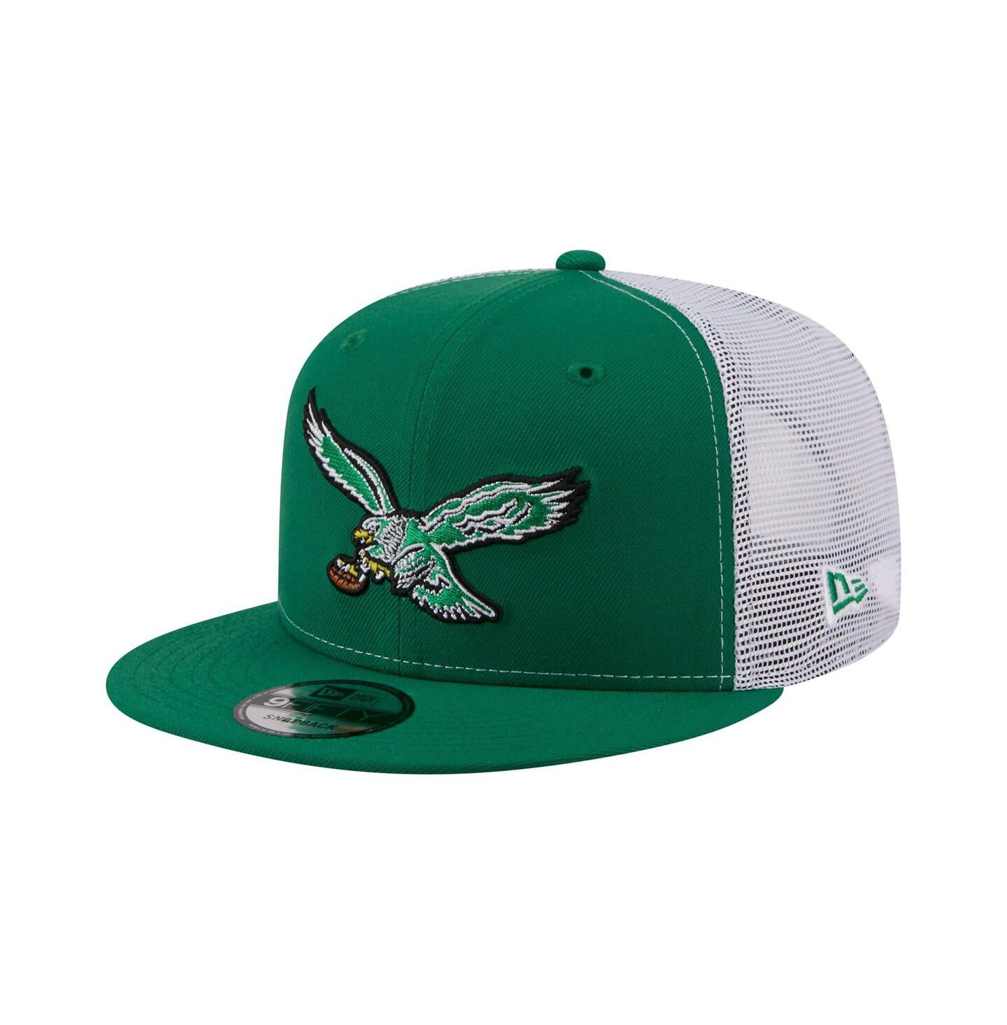 Мужская кепка New Era Kelly Green Philadelphia Eagles Core Team 9FIFTY Trucker Snapback Hat — фото 1