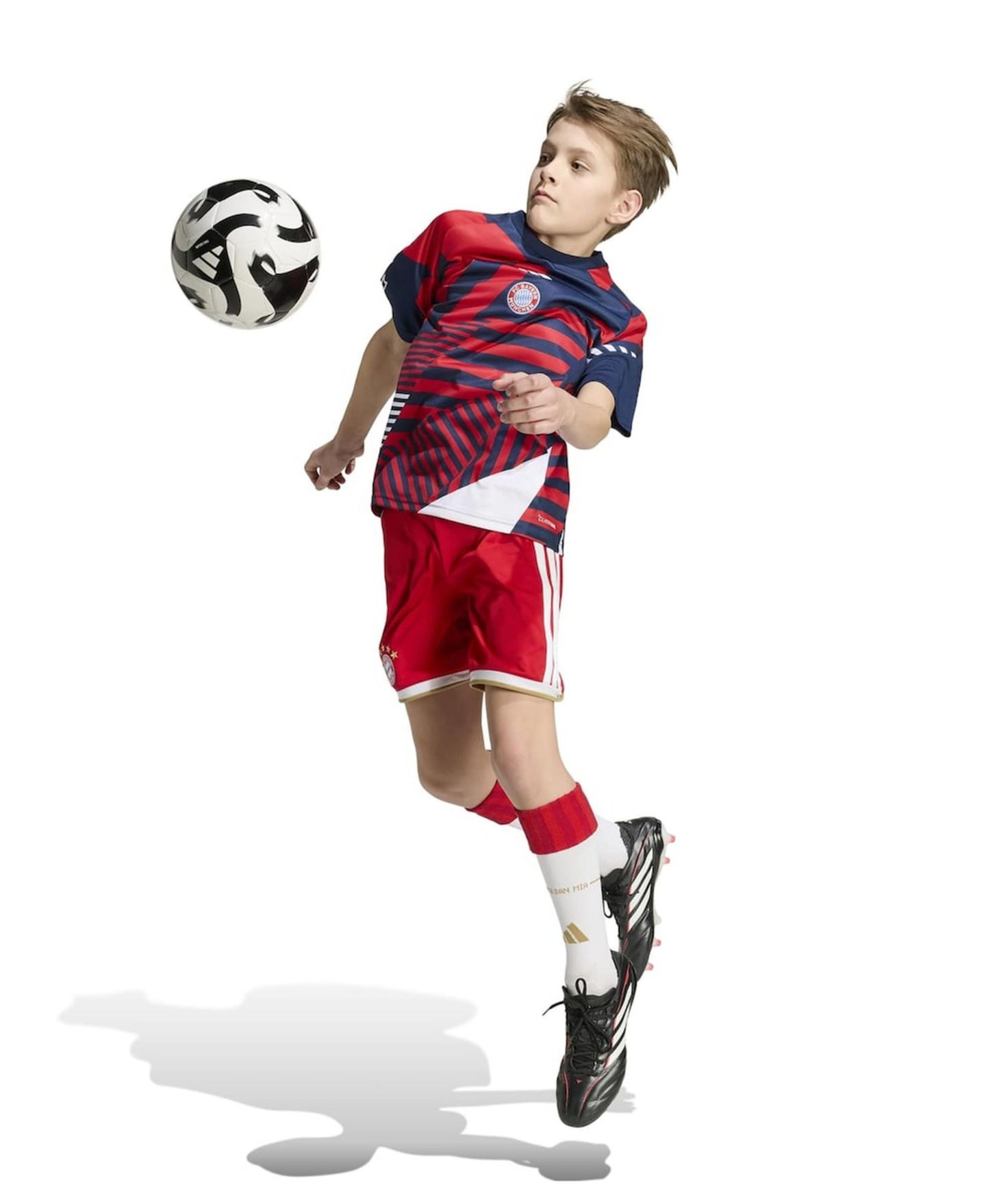 Детская домашняя тренировочная джерси adidas Bayern Munich 2026/27 Pre-Match, Blue/Red — фото 4