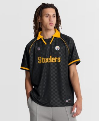 Men's Black/Gold Pittsburgh Steelers Homerun Raglan V-Neck Polo Shirt
