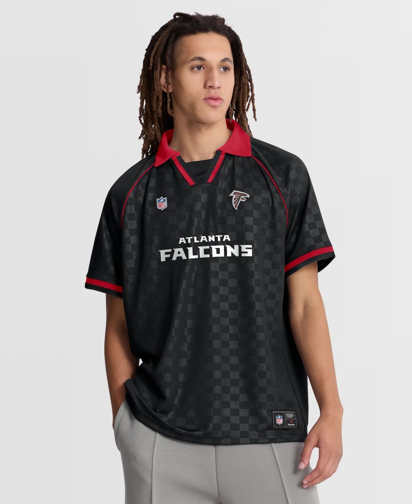 Мужское поло Fanatics Atlanta Falcons Homerun с V-образным вырезом, Black/Red — фото 1