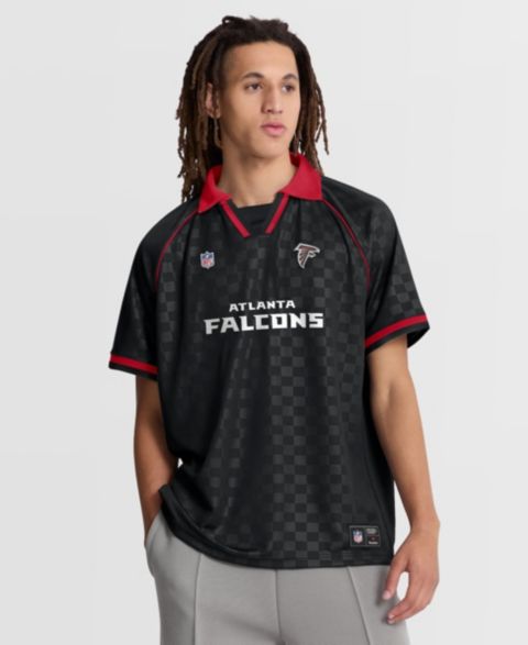 Мужское поло Fanatics Atlanta Falcons Homerun с V-образным вырезом, Black/Red