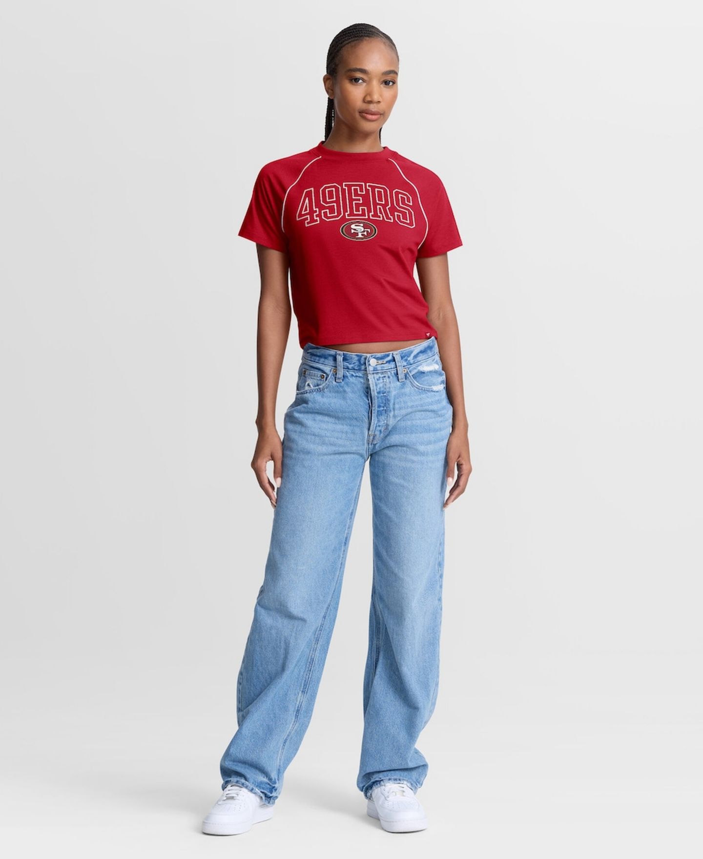 Женский топ Fanatics Scarlet San Francisco 49ers Offensive Scheme Raglan Tri-Blend Cropped — фото 5