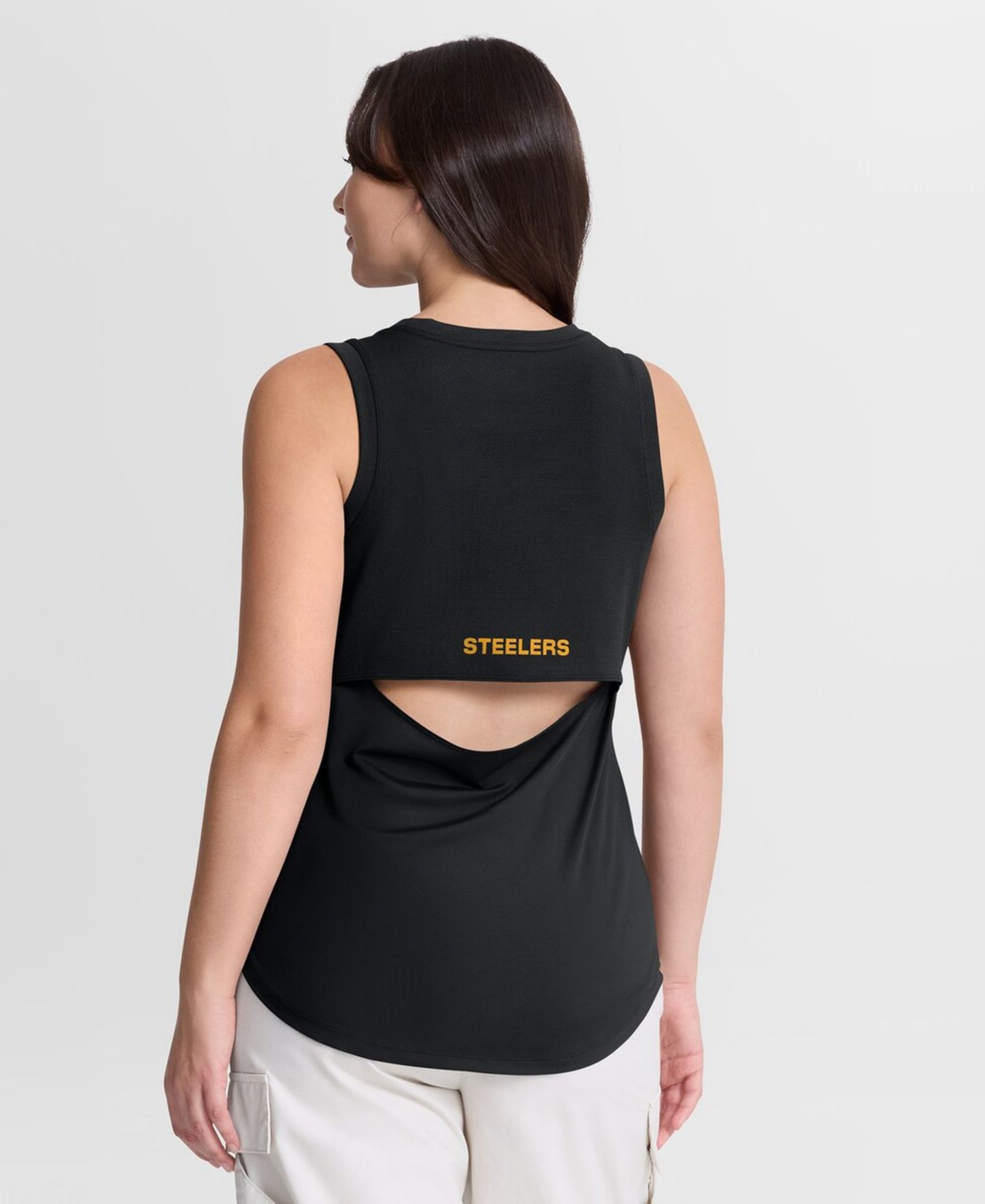 Женский топ Fanatics Black Pittsburgh Steelers Draped Mesh Back Performance — фото 3