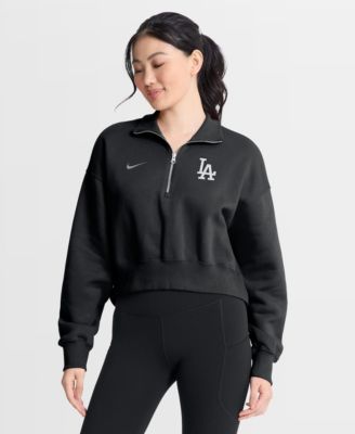 Women's Black Los Angeles Dodgers Primetime Phoenix Fleece Half-Zip Sweatshirt