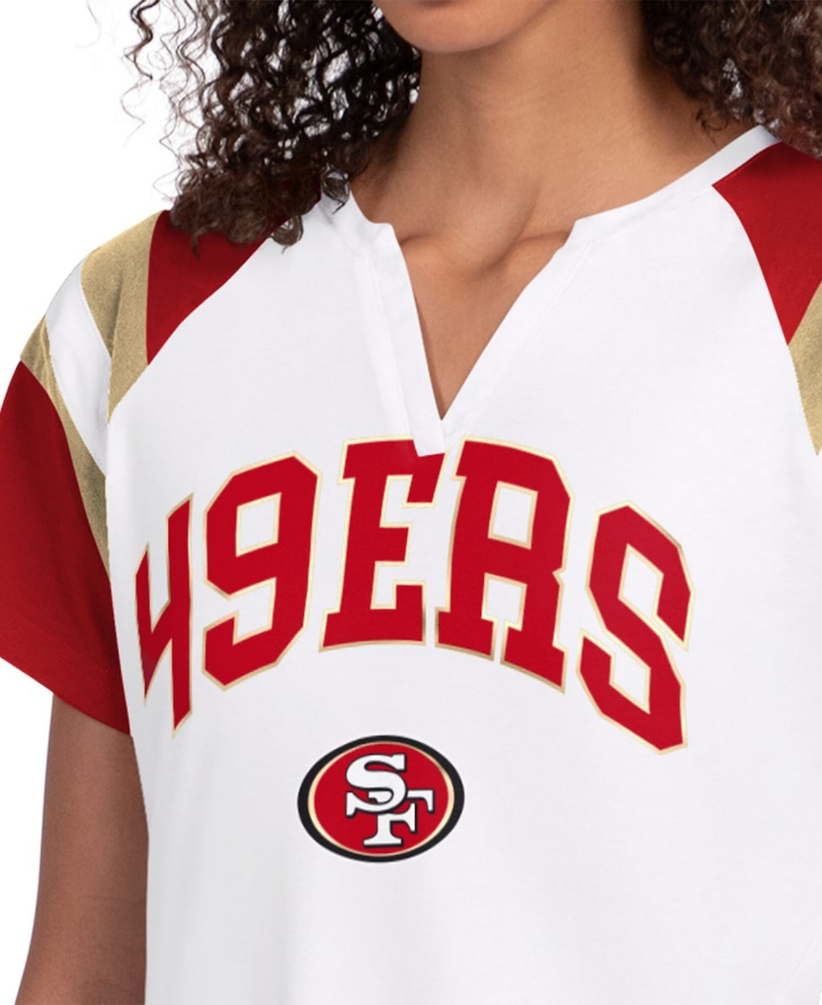 Starter Women's White San Francisco 49ers Game On Notch Neck T-Shirt