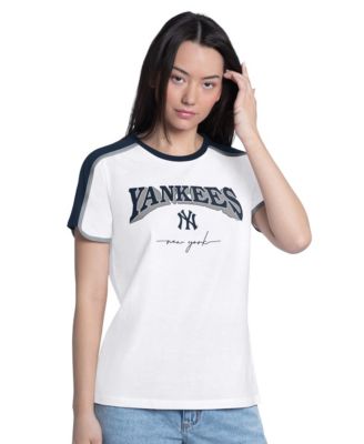 Women's White New York Yankees First Lane Fashion T-Shirt