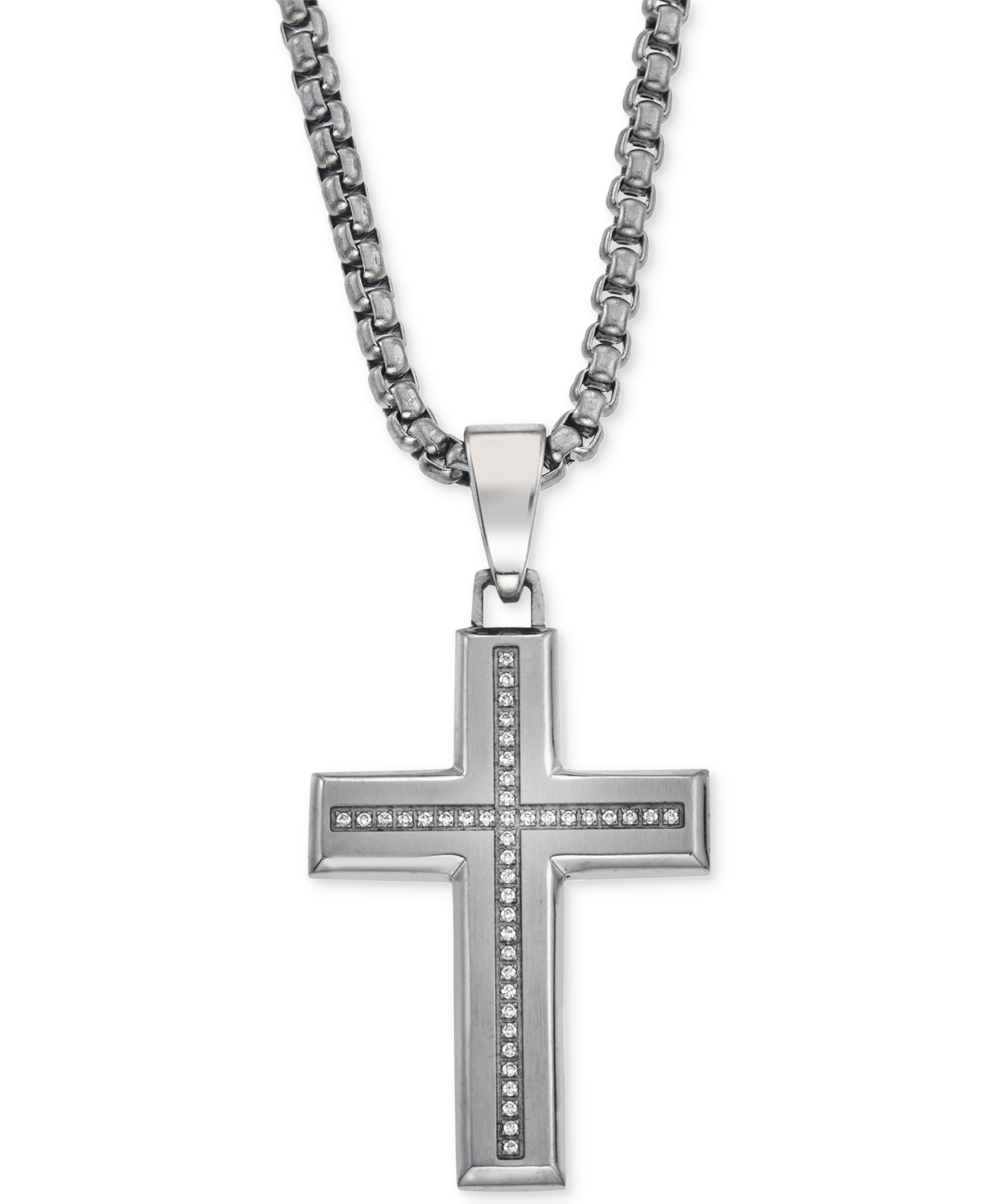 Esquire Men's Jewelry Diamond Cross Pendant Necklace (1/6 ct. t.w.) , Created for Macy's