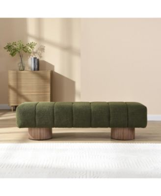64" Boucle Bench - No-Assembly End of Bed Ottoman with High-Density Foam Product Weight 33.07