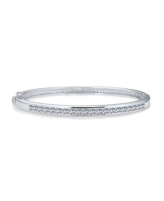 Cubic Zirconia Channel Set Princess Cut CZ Eternity Tennis Stackable Bangle Bracelet Fits 7-7.5 inch