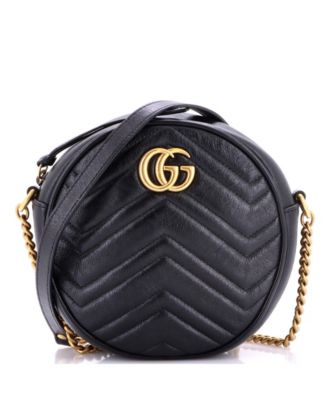Mini GG Marmont Round Shoulder Bag Matelasse Leather