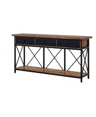 Sofa Foyer Console Table with 3 Drawers and Open Storage Shelf for Home Organization