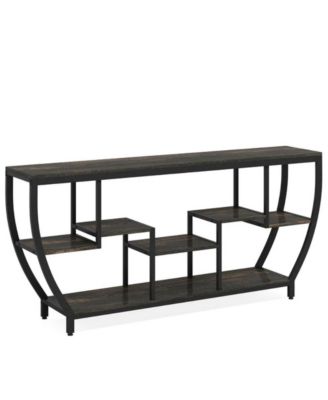 Industrial Entryway Console Table with Open Shelves for Living Room Organization