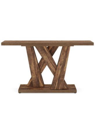 Entryway Console Table with Geometric Base, Farmhouse Style Accent Furniture