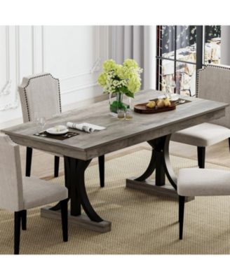 Kitchen Table Wood Dining Table for 6 to 8 for Dining Room, Home Office, Living Room
