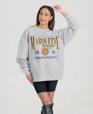 Women's Gray Marquette Golden Eagles Basketball Premium Fleece Drop Pullover Sweatshirt