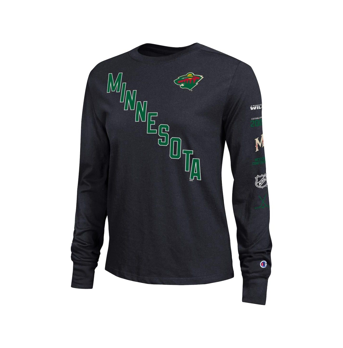 Женская футболка Champion Black Minnesota Wild 2-Hit Long Sleeve — фото 3