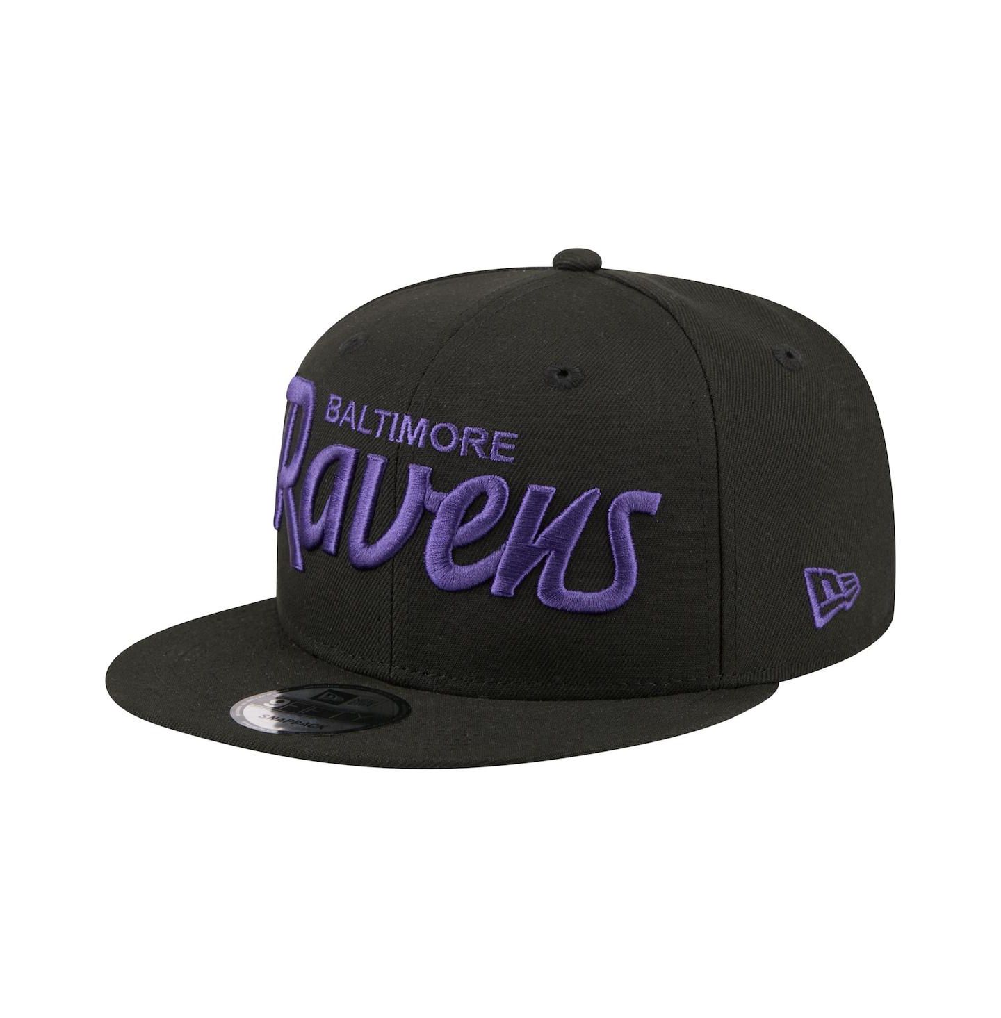 Мужская кепка New Era Black Baltimore Ravens Core Team Script 9FIFTY Snapback Hat — фото 1