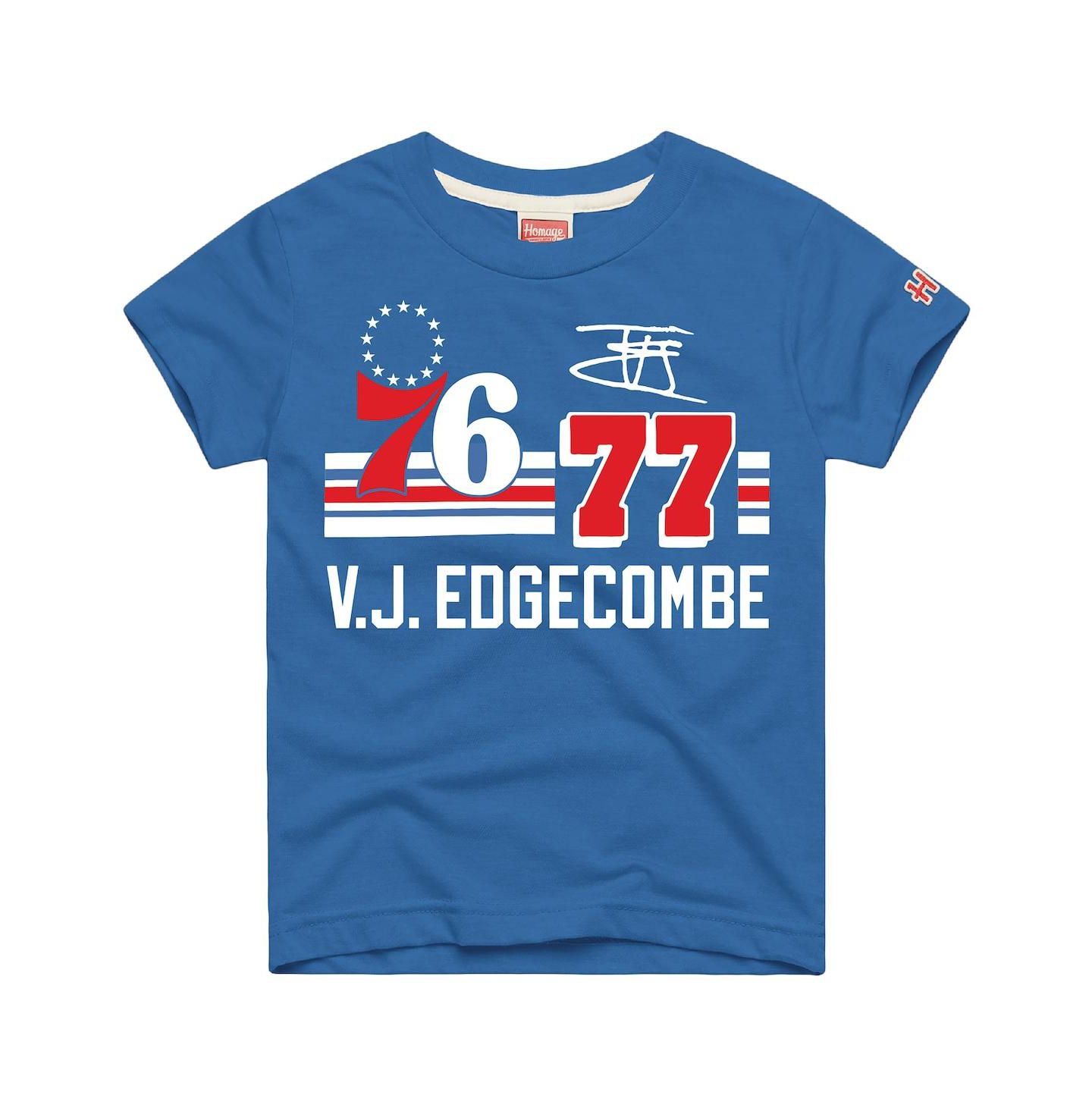 Детская футболка Homage VJ Edgecombe Royal Philadelphia 76ers Remix Signature Name & Number Tri-Blend — фото 1