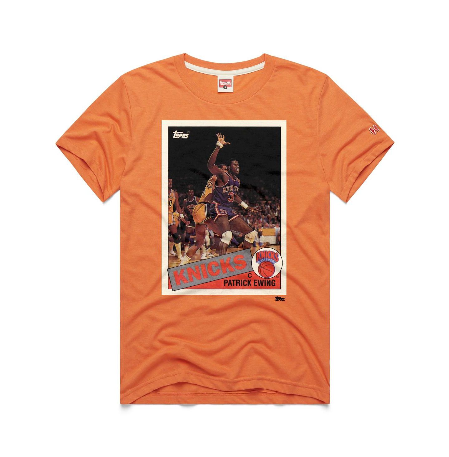 Футболка Homage Patrick Ewing Orange New York Knicks Topps Trading Card Player Tri-Blend — фото 1