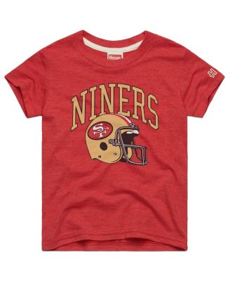 Big Boys and Girls Scarlet San Francisco 49ers Helmet Retro Tri-Blend T-Shirt