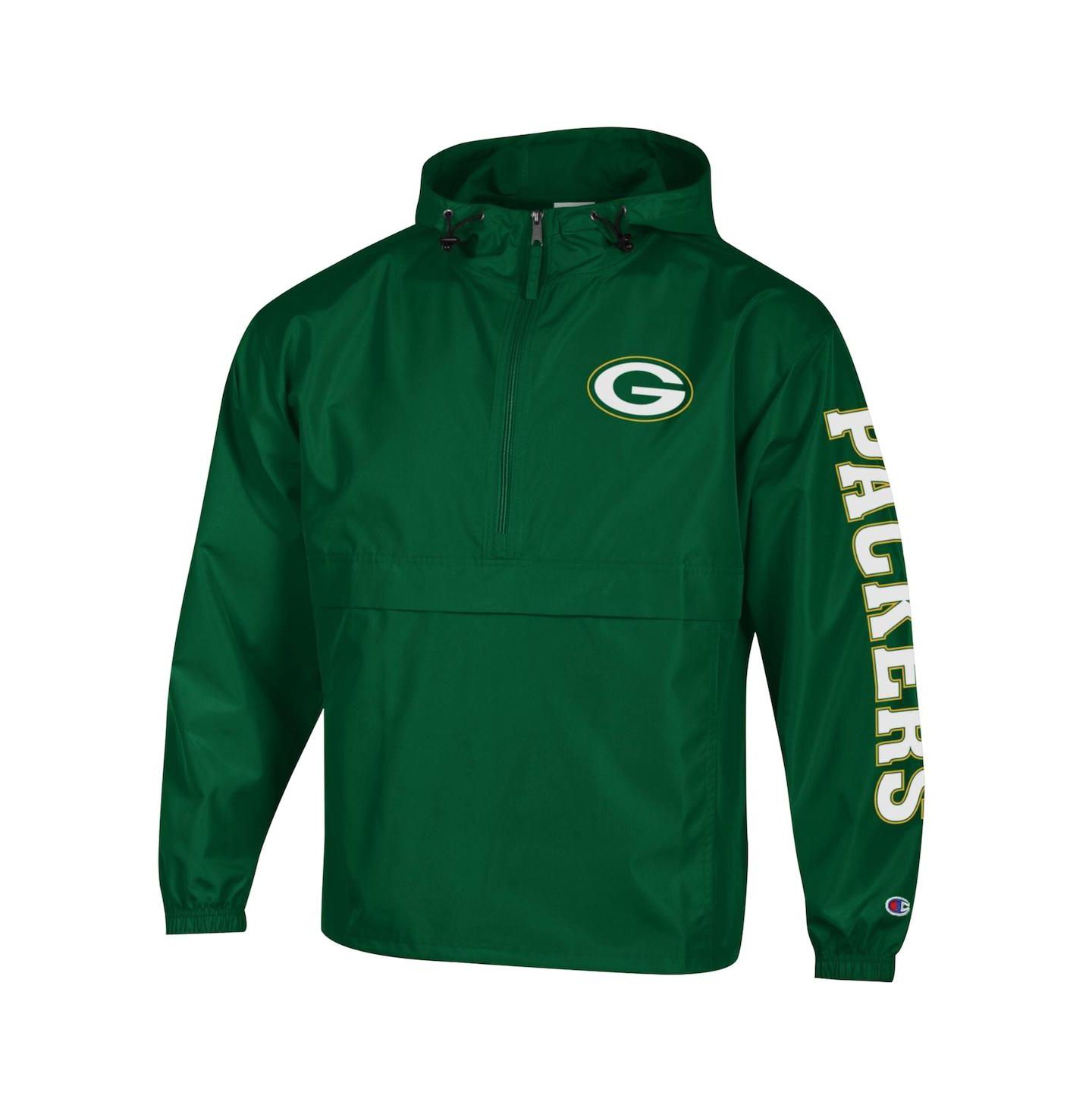 Мужская куртка Champion Green Green Bay Packers Packable Hooded Windbreaker Half-Zip — фото 3