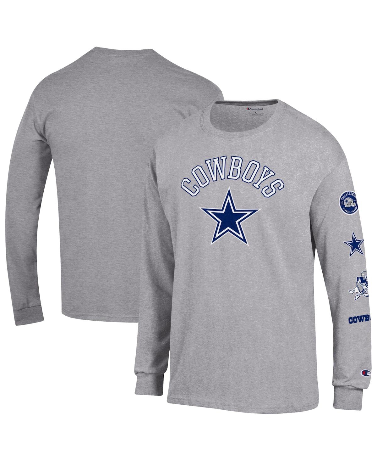 Champion Men's Heather Gray Dallas Cowboys Seal Long Sleeve T-Shirt - Heather Gray