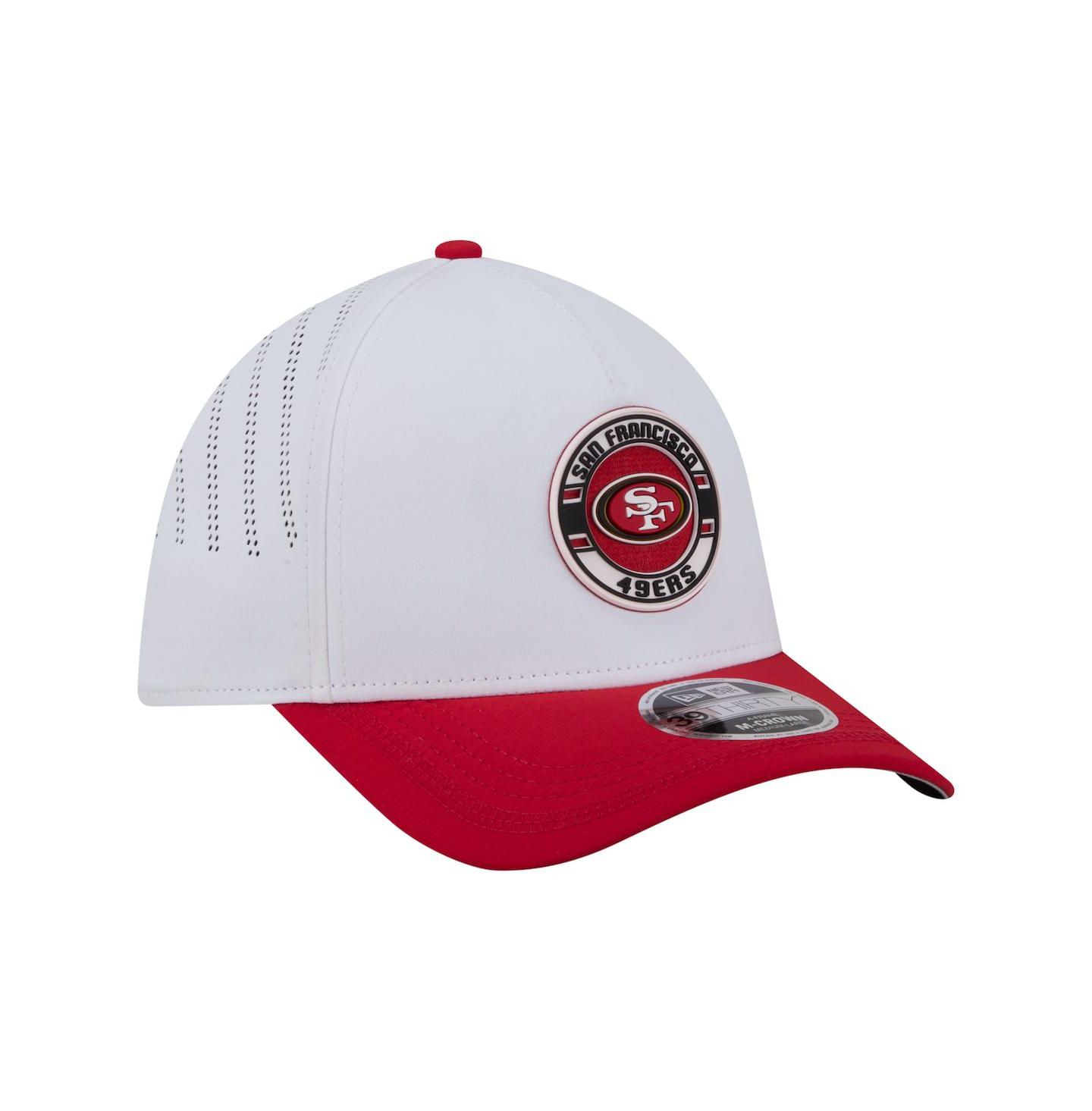 Мужская кепка New Era White/Scarlet San Francisco 49ers Patch 39THIRTY A-Frame M-Crown Perforated Flex Hat — фото 3