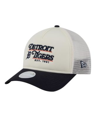 Women's Light Beige/Navy Detroit Tigers Retro 9FORTY M-Crown A-Frame Trucker Adjustable Hat
