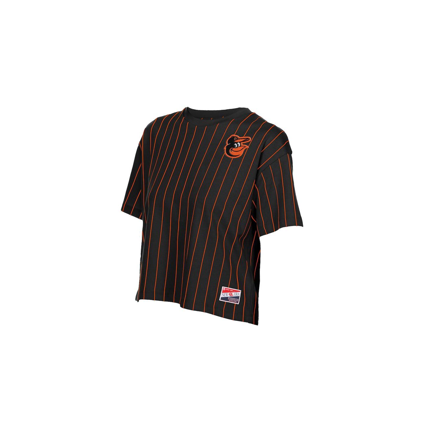 Женская футболка New Era Black Baltimore Orioles Throwback Meshback Pinstripe Boxy — фото 3