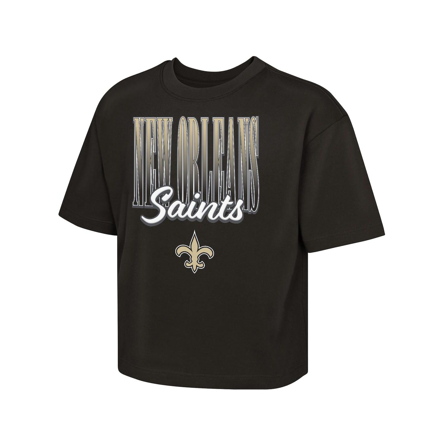 Футболка Outerstuff Black New Orleans Saints Big City Boxy для девочек — фото 1