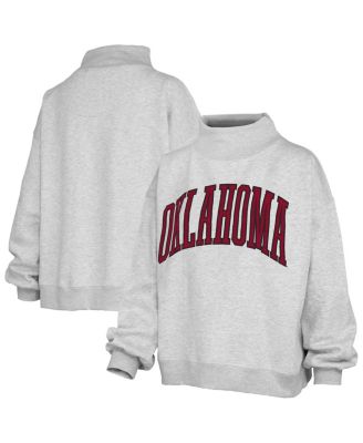 Women's Heather Gray Oklahoma Sooners Oversized Nelson Mock Neck Sweatshirt