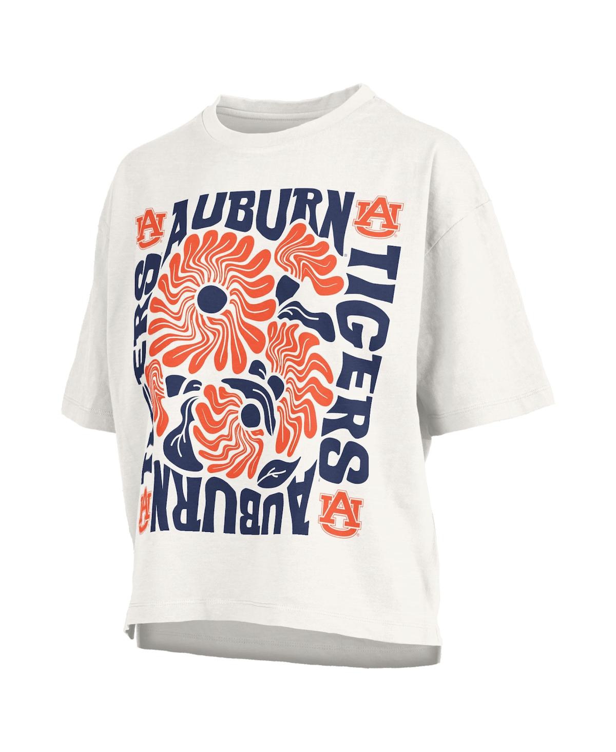 Pressbox Women's White Auburn Tigers Elena Oversized Slub T-Shirt
