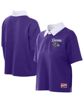 Women's Purple Baltimore Ravens Throwback Boxy Cropped Polo Shirt