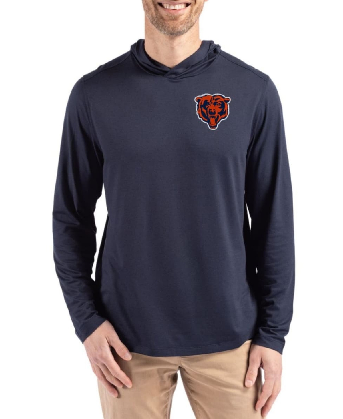 Cutter & Buck Men's Navy Chicago Bears Coastline Epic Comfort Eco Long Sleeve Hoodie T-Shirt - Navy