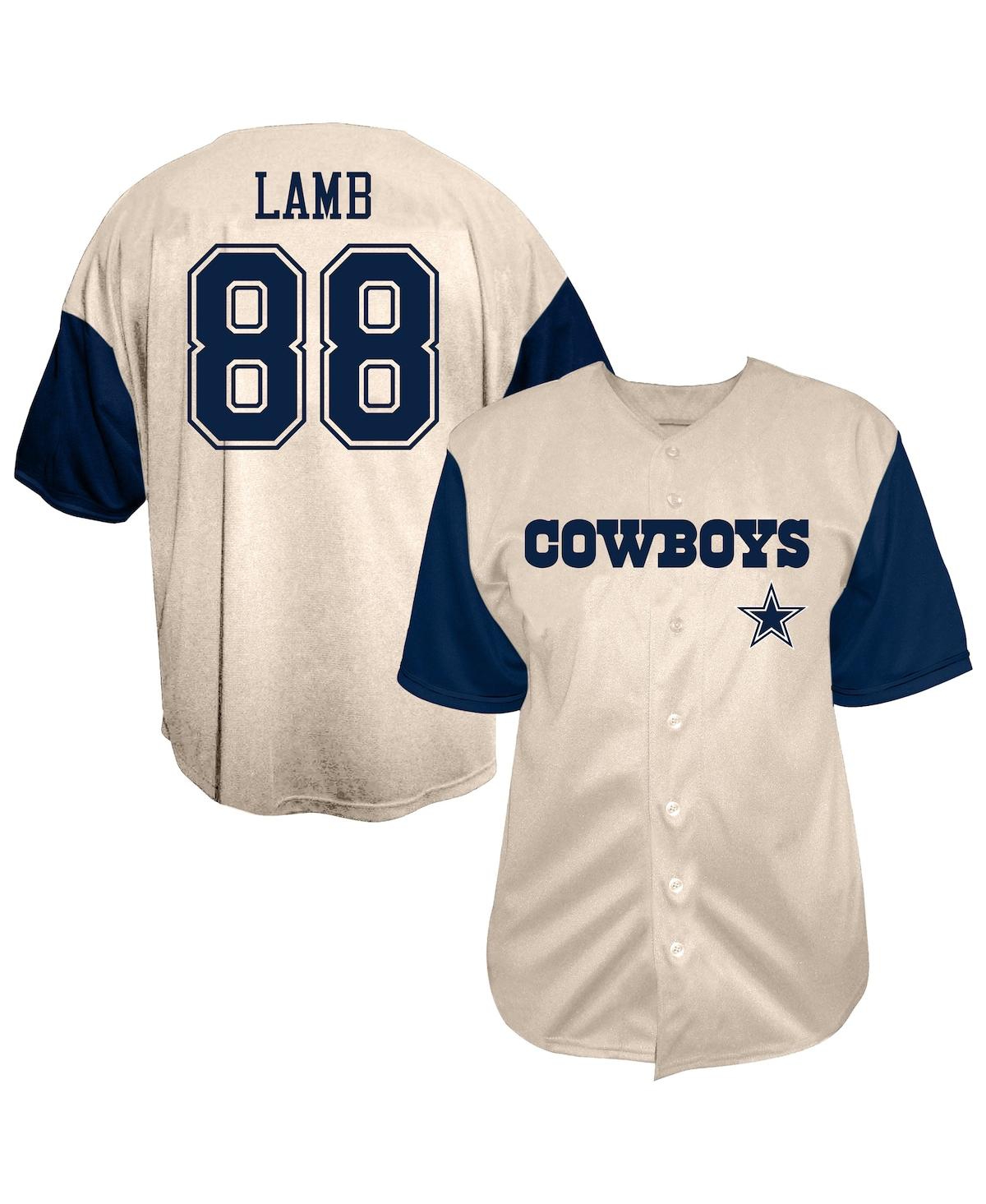 Fanatics Men's CeeDee Lamb Cream Dallas Cowboys Big Tall Baseball Button-Up Shirt
