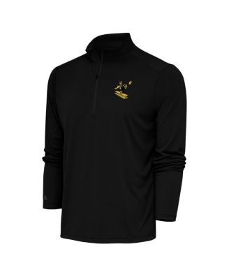 Men's Black Pittsburgh Steelers Team Logo Throwback Tribute Quarter-Zip Pullover Top