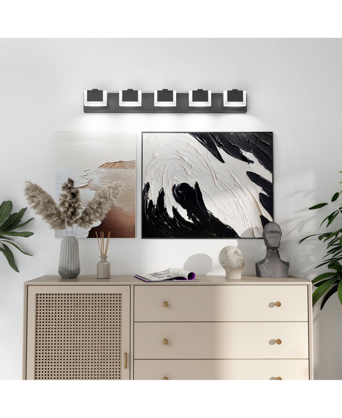 Busdays 5 Light Modern Vanity Light Up and Down Led Bathroom Wall Lighting Fixture Over Mirror 6000K