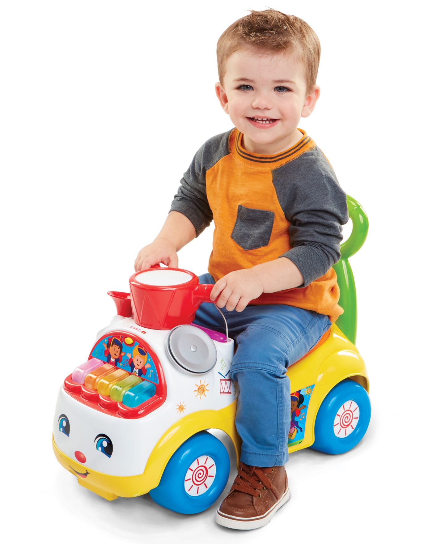 Детская игрушка Fisher Price Music Parade Ride-On with Light-Up Keyboard, Push Handle & Extra-Wide Wheels, Ages 1-3 — фото 3
