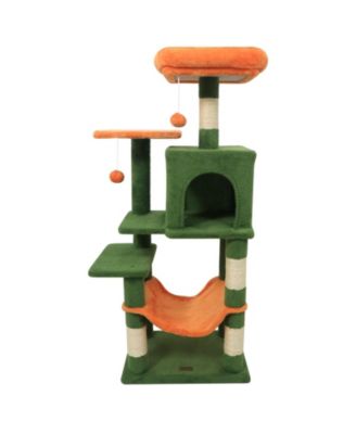 Multi-Level Cat Tower with 2-Door Condo and Padded Top Perch