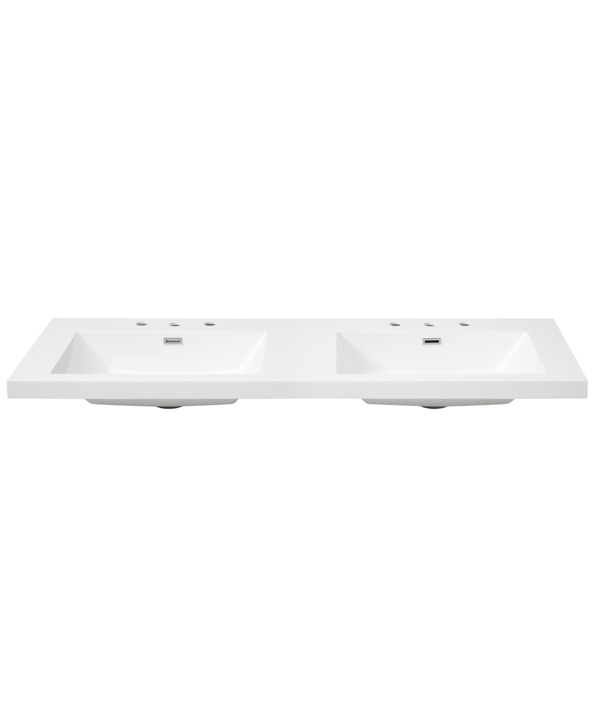 Sillysis 59 Inch Double Sink Resin Vanity Top with Rectangular Undermount Basins, Pre-Drilled 8-Inch Faucet Holes, Fits Standard Bathroom Cabinet