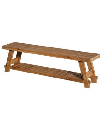 2-Tier Solid Wood Shoe Bench for Hallway or Foyer
