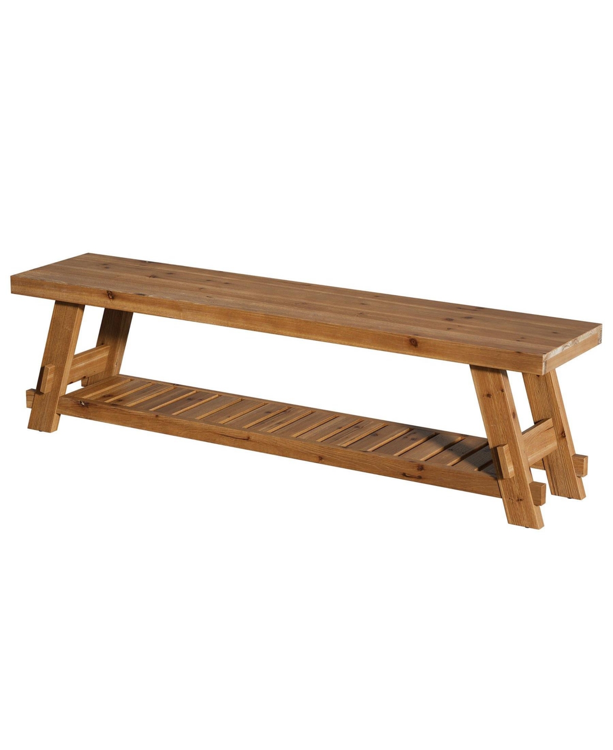 Slickblue 2-Tier Solid Wood Shoe Bench for Hallway or Foyer