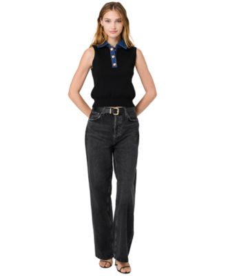 Women's Maxine Knit Denim Collar Sleeveless Sweater