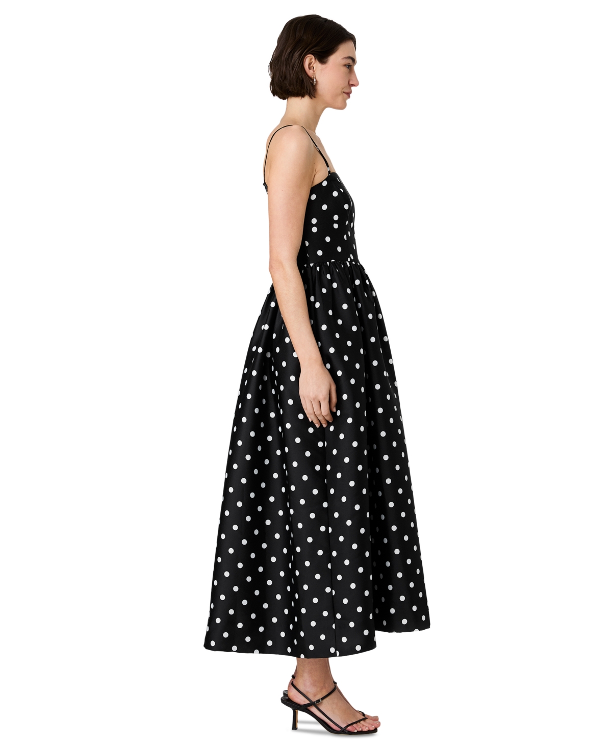 French Connection Women's Structured Taffeta Strapless Polka Dot Midi Dress
