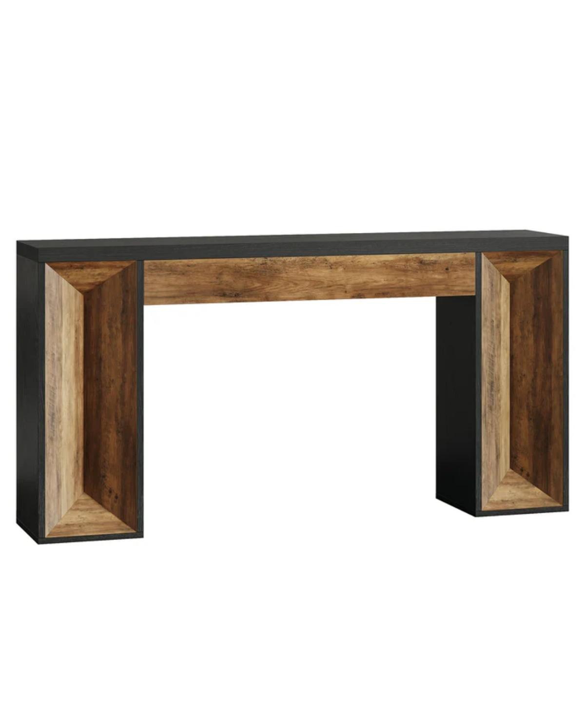 Slickblue Farmhouse Sofa Console Table with Dual-Tone Design for Entryway