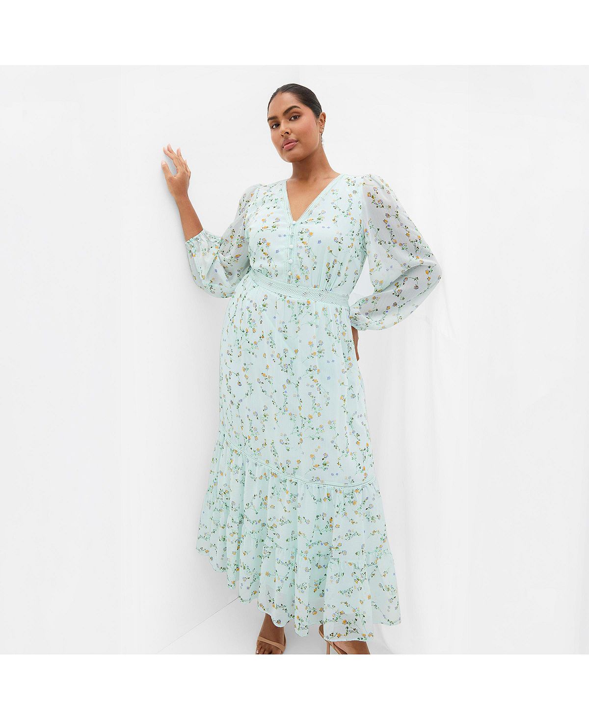 CITY CHIC Plus Size Kiki Ditsy Print Maxi Dress view 3 — MAYCSS fashion products