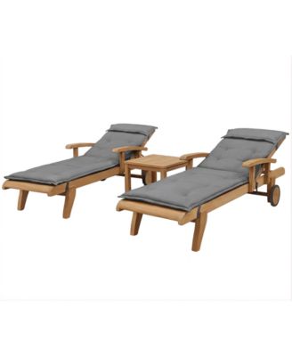 Bristol 3-Piece Outdoor Chaise Set (2 Chaise Lounge Chairs, 1 End Table)